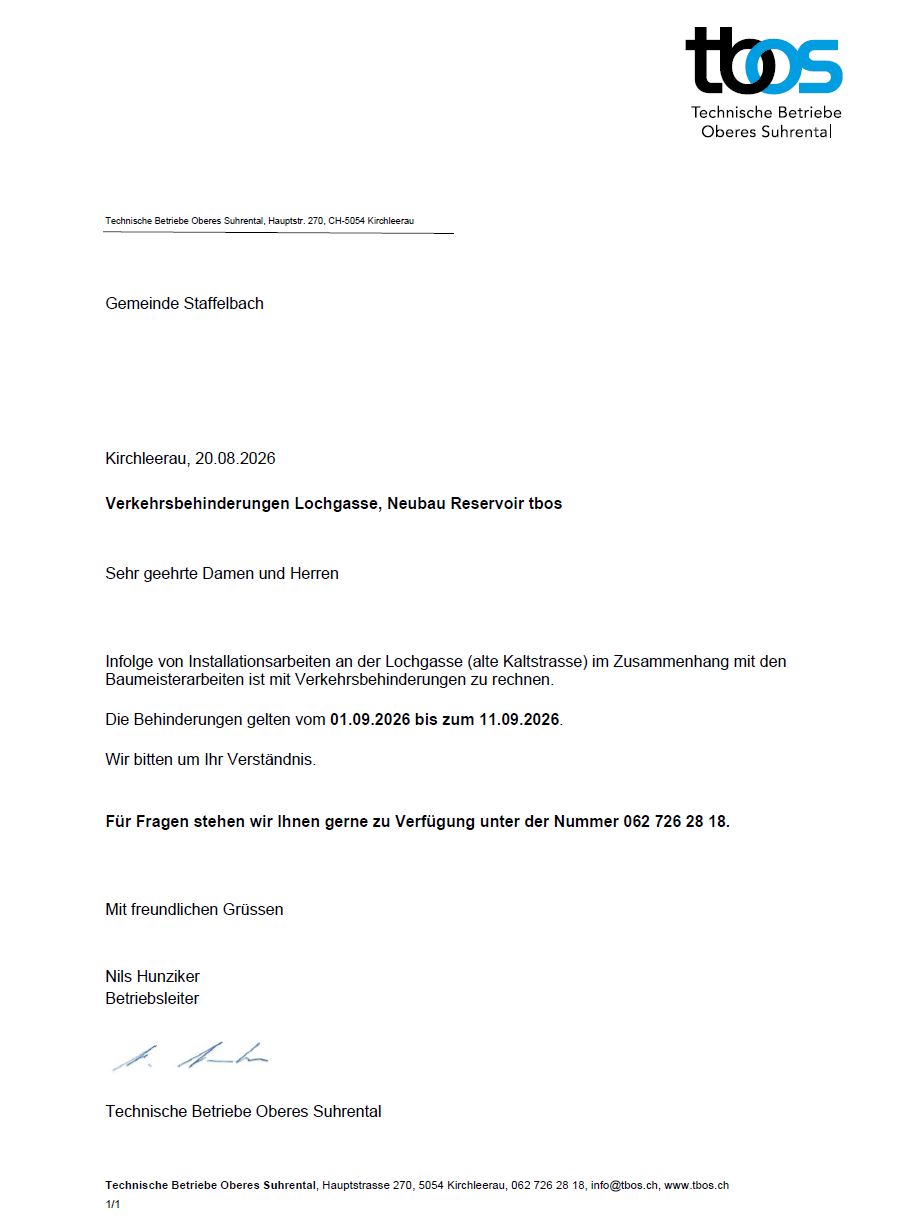 Installationsarbeiten Alte Kaltstrasse